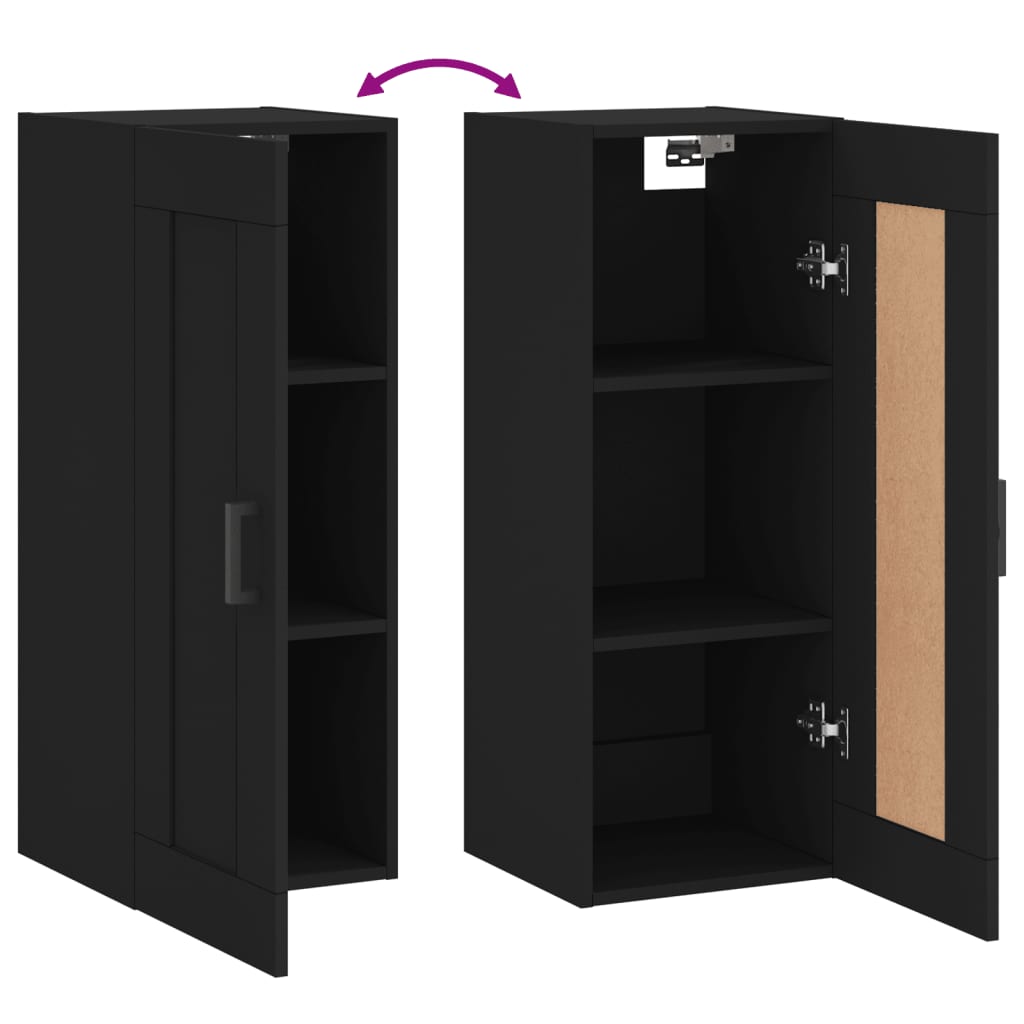 Armoire murale noir 34,5x34x90 cm bois d'ingénierie Buffets & bahuts vidaXL   