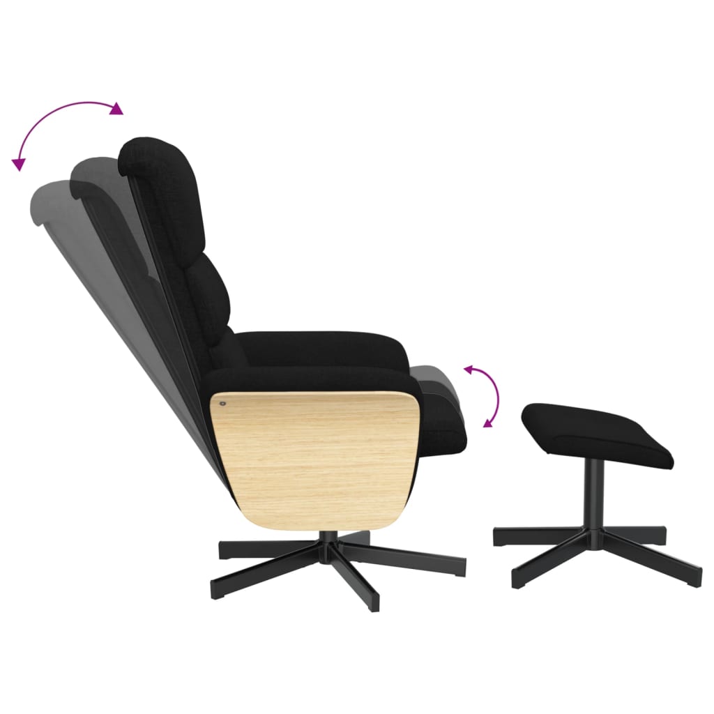 Fauteuil inclinable avec repose-pied noir tissu Fauteuils vidaXL   