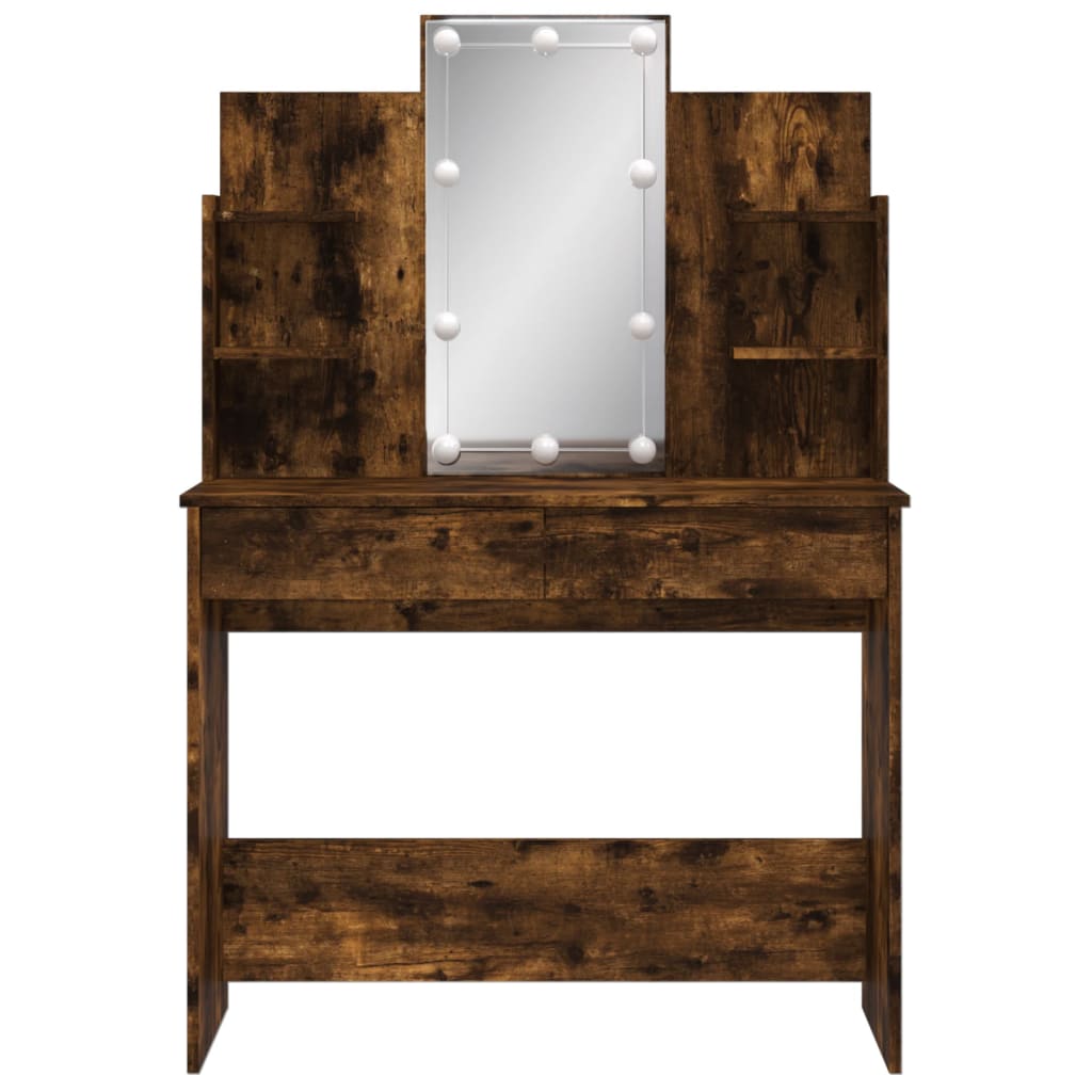 Coiffeuse avec lumières LED chêne fumé 96x40x142 cm Coiffeuses vidaXL   