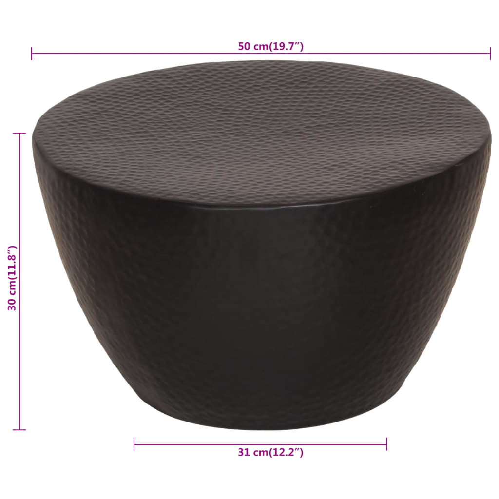 Table basse martelée en aluminium Ø 50x30 cm noir Tables basses vidaXL   