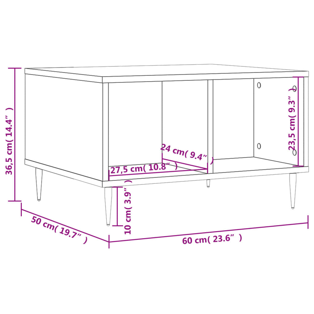Table basse Chêne fumé 60x50x36,5 cm Bois d'ingénierie Tables basses vidaXL   
