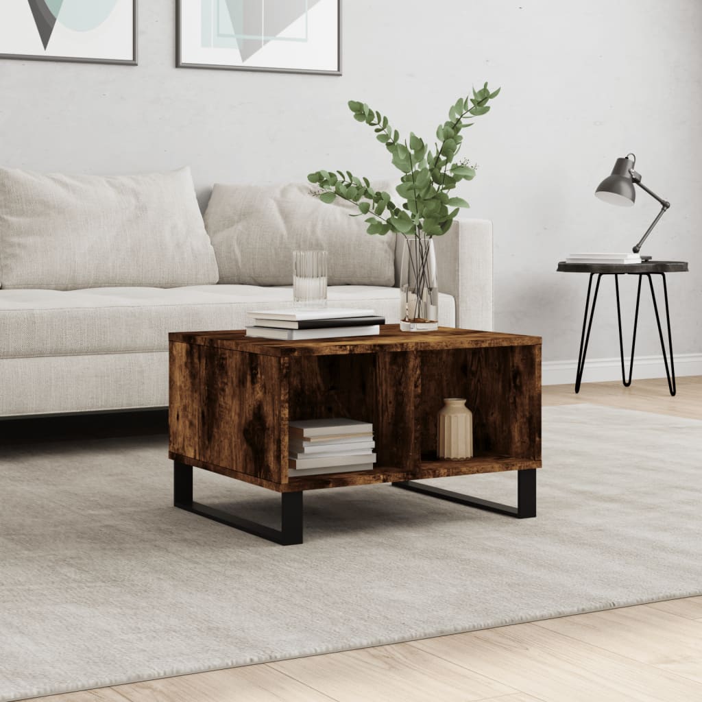 Table basse Chêne fumé 60x50x36,5 cm Bois d'ingénierie Tables basses vidaXL   