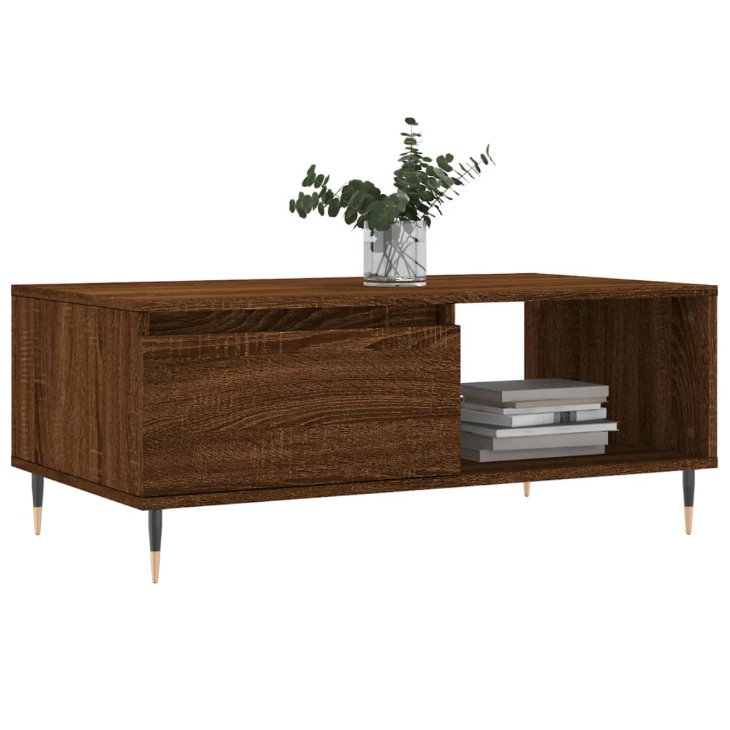 Table basse Chêne marron 90x50x36,5 cm Bois d'ingénierie Tables basses vidaXL   