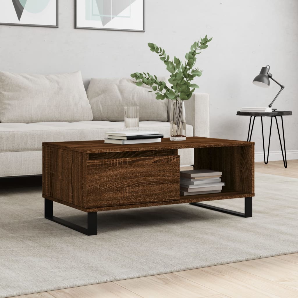 Table basse Chêne marron 90x50x36,5 cm Bois d'ingénierie Tables basses vidaXL   
