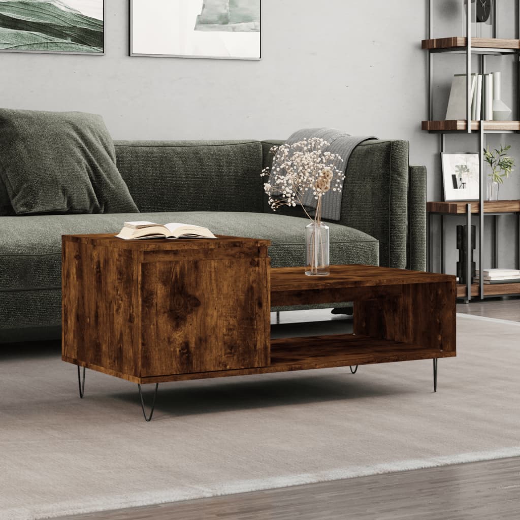 Table basse Chêne fumé 100x50x45 cm Bois d'ingénierie Tables basses vidaXL   