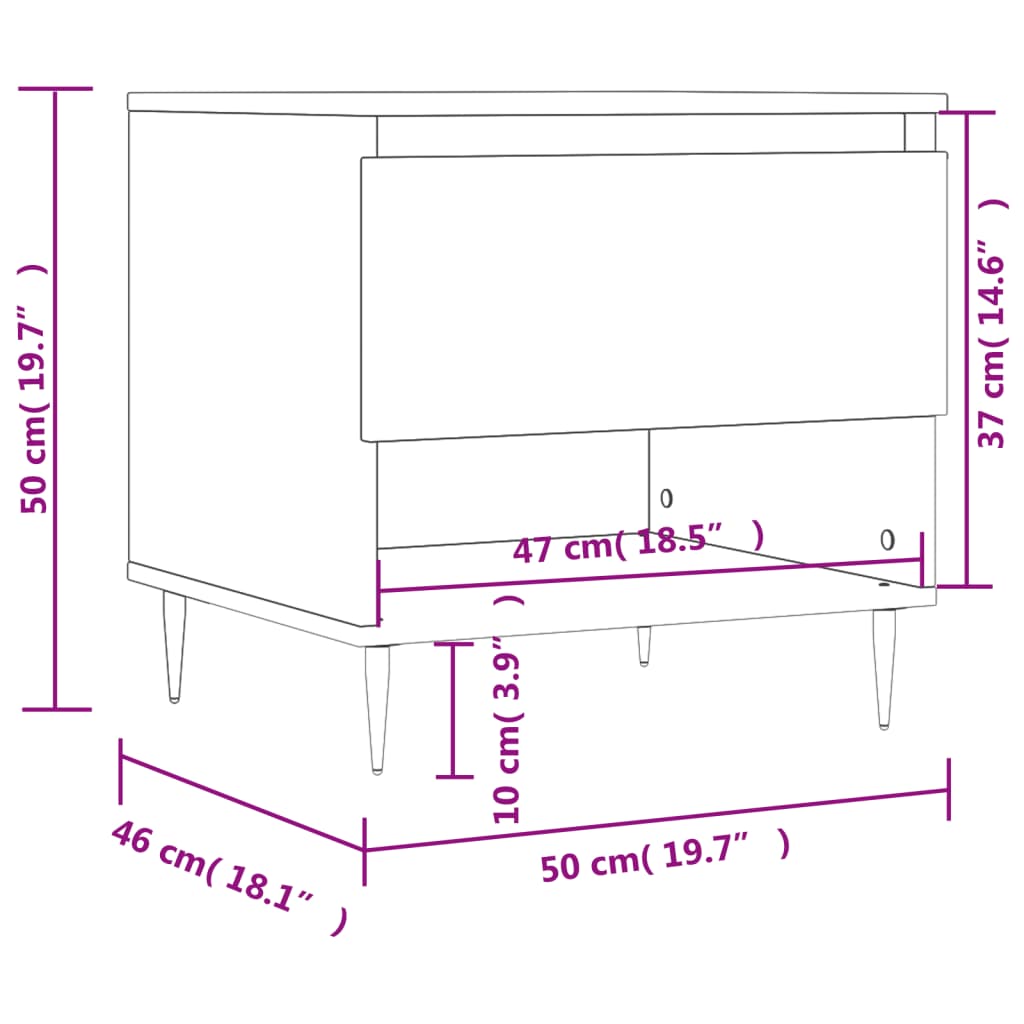 Table basse noir 50x46x50 cm bois d’ingénierie Tables basses vidaXL   