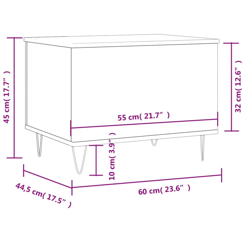 Table basse Gris béton 60x44,5x45 cm Bois d'ingénierie Tables basses vidaXL   