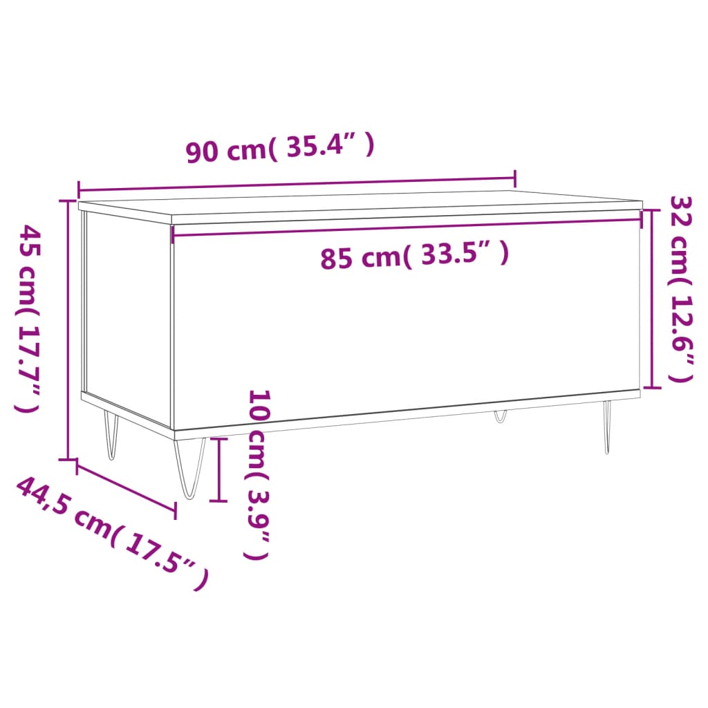 Table basse Chêne marron 90x44,5x45 cm Bois d'ingénierie Tables basses vidaXL   