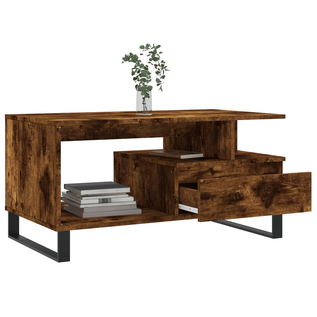 Table basse Chêne fumé 90x49x45 cm Bois d'ingénierie Tables basses vidaXL   