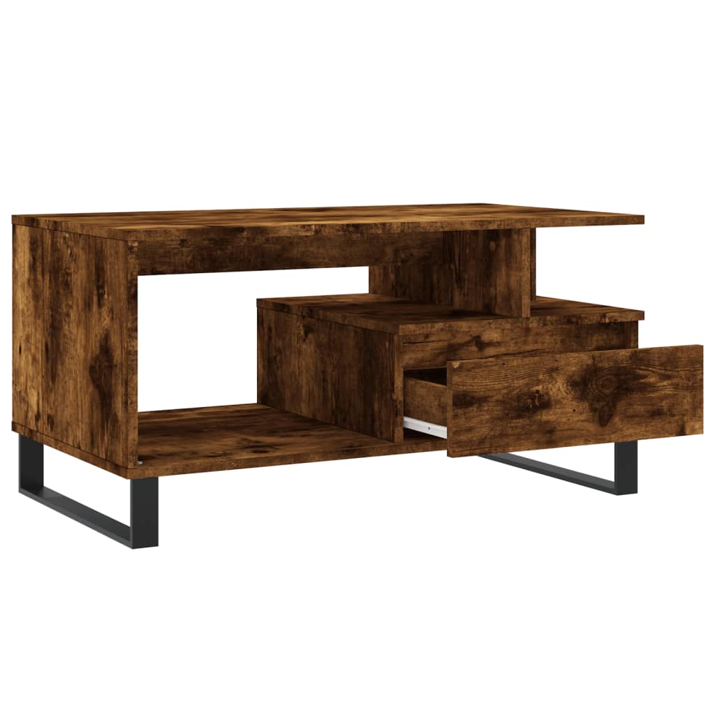 Table basse Chêne fumé 90x49x45 cm Bois d'ingénierie Tables basses vidaXL   