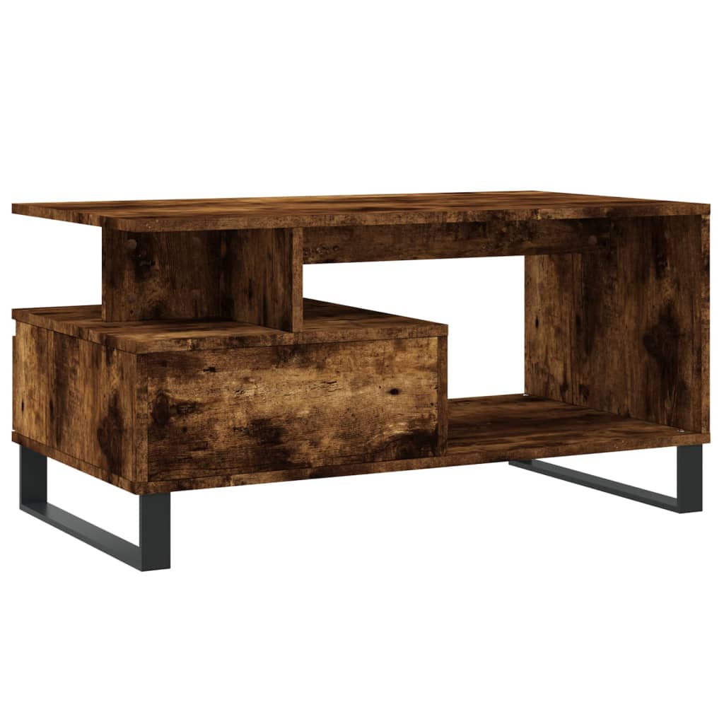 Table basse Chêne fumé 90x49x45 cm Bois d'ingénierie Tables basses vidaXL   