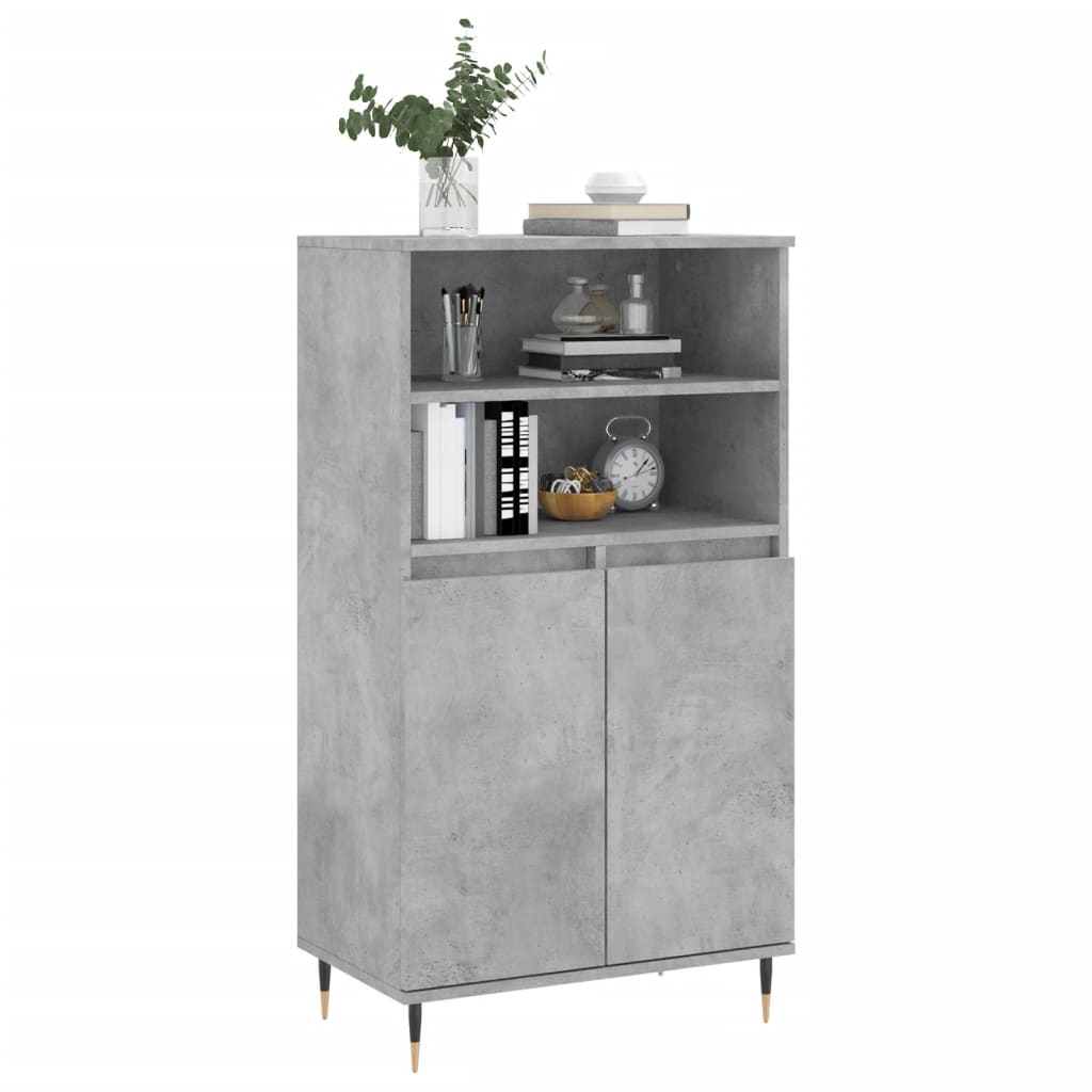 Buffet haut Gris béton 60x36x110 cm Bois d'ingénierie Buffets & bahuts vidaXL   