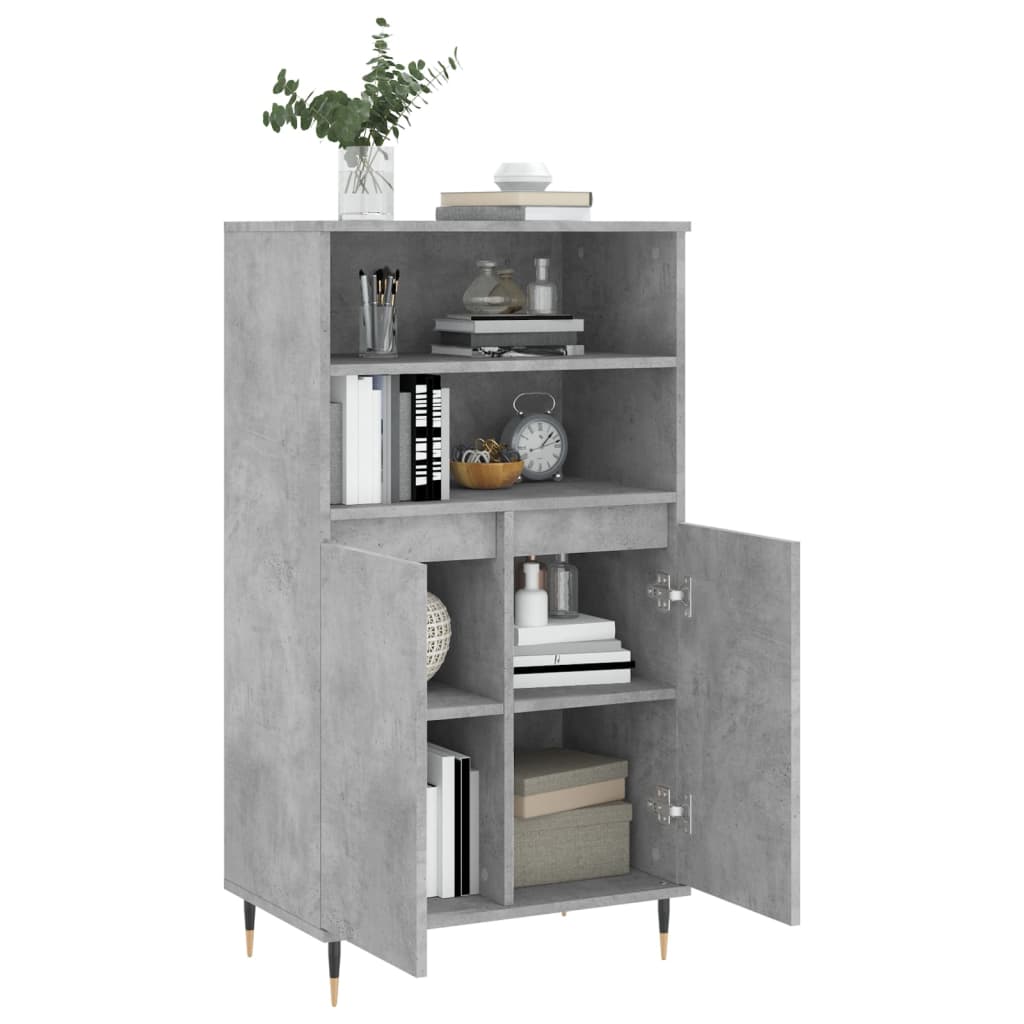 Buffet haut Gris béton 60x36x110 cm Bois d'ingénierie Buffets & bahuts vidaXL   