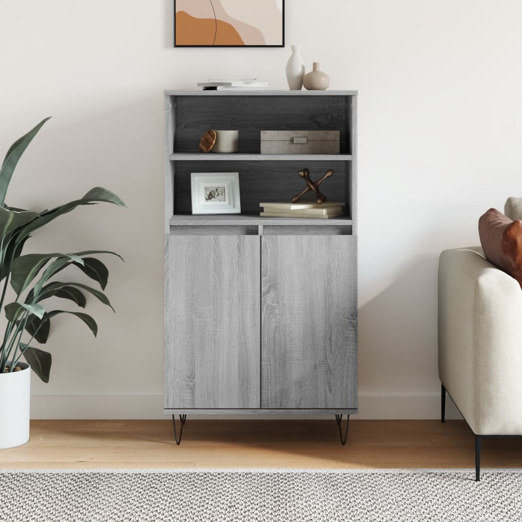 Buffet haut Sonoma gris 60x36x110 cm Bois d'ingénierie Buffets & bahuts vidaXL   