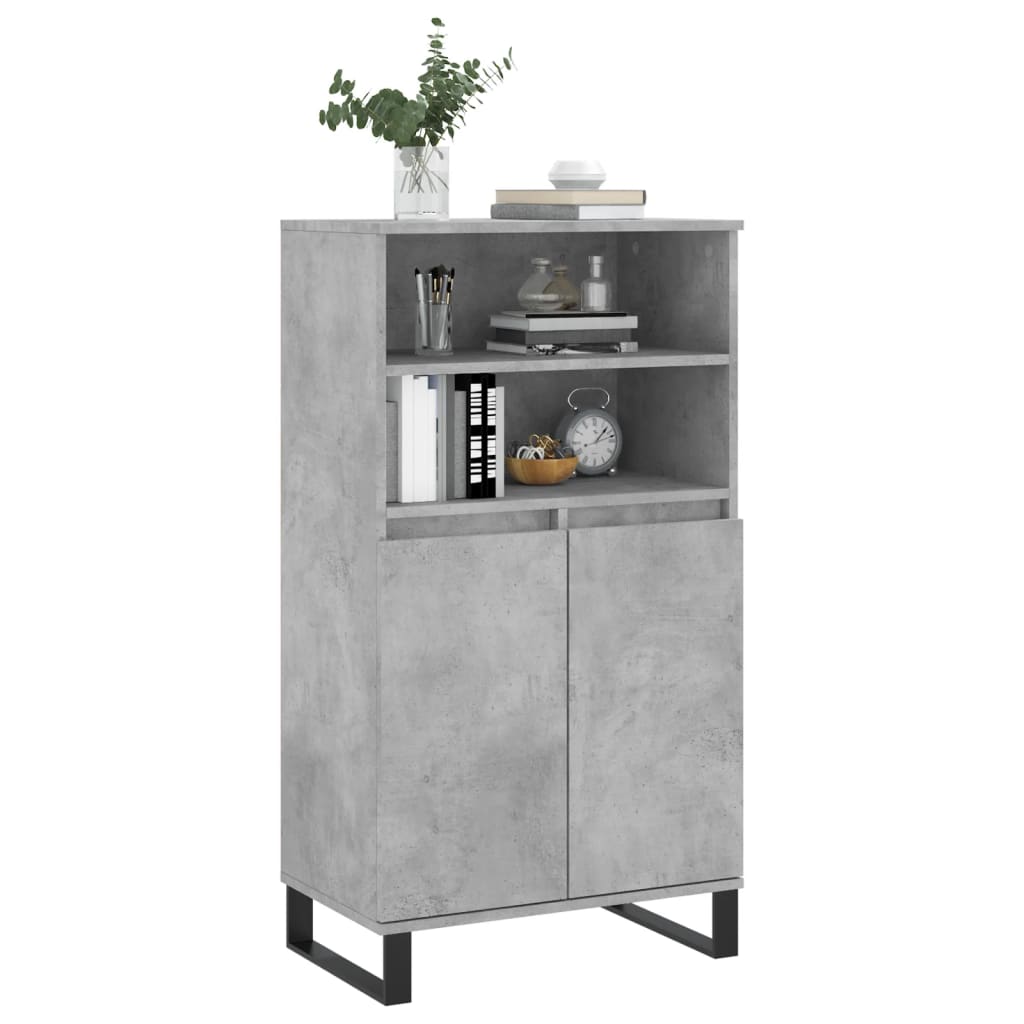 Buffet haut Gris béton 60x36x110 cm Bois d'ingénierie Buffets & bahuts vidaXL   