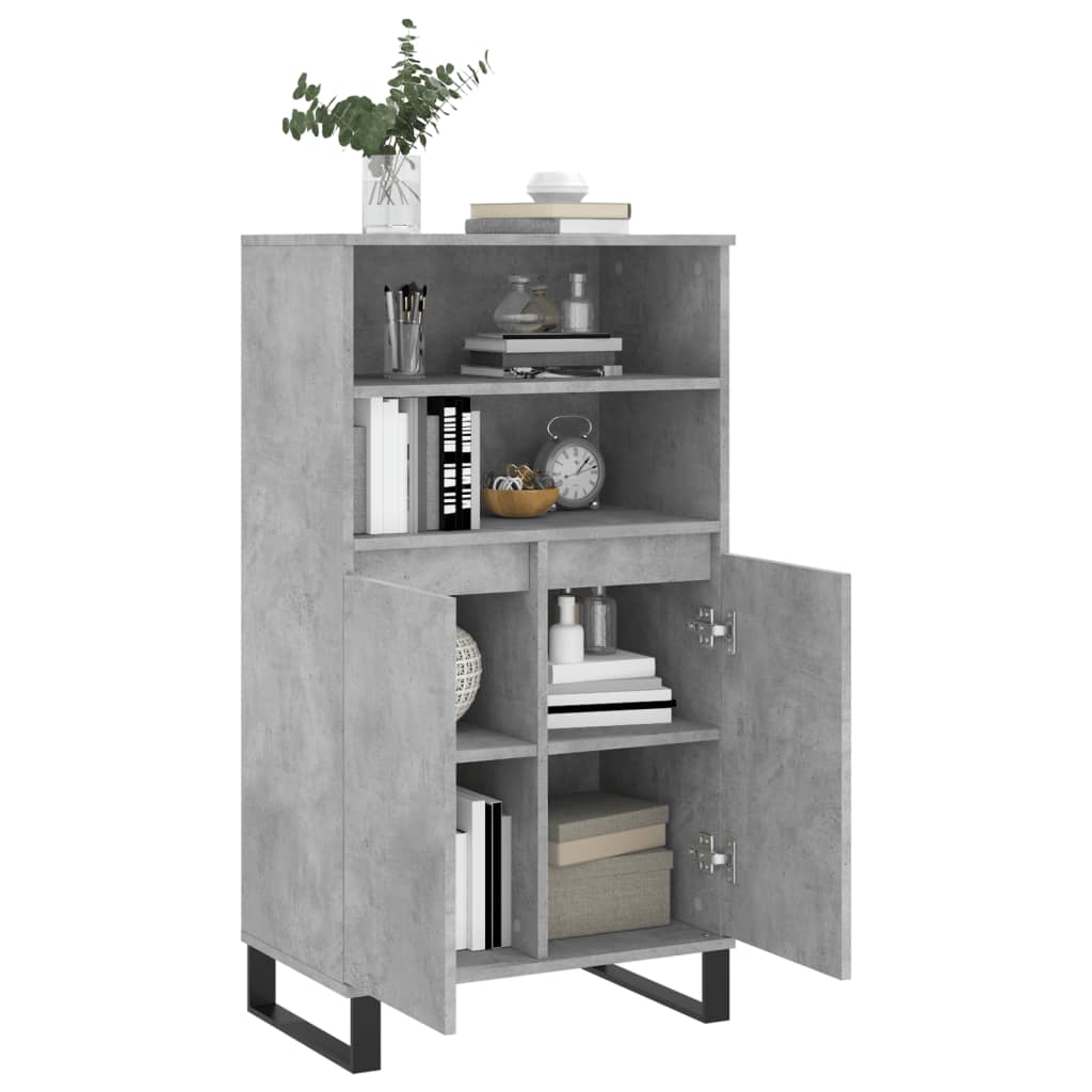 Buffet haut Gris béton 60x36x110 cm Bois d'ingénierie Buffets & bahuts vidaXL   