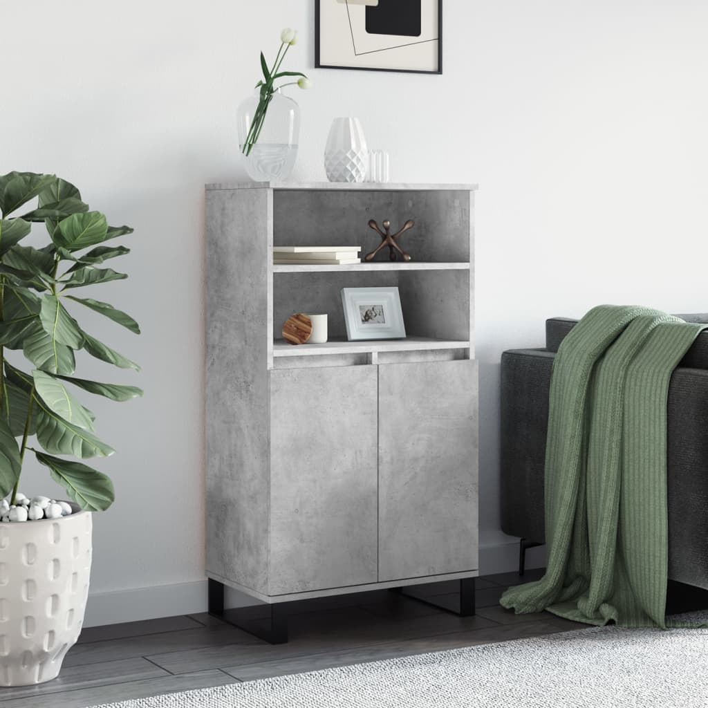 Buffet haut Gris béton 60x36x110 cm Bois d'ingénierie Buffets & bahuts vidaXL   