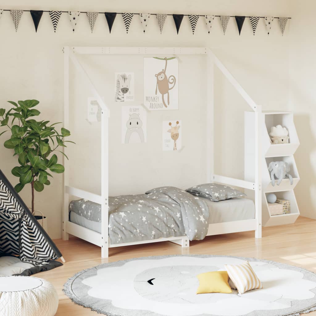 Cadre de lit pour enfant blanc 70x140 cm bois de pin massif Lits bébés et enfants vidaXL   