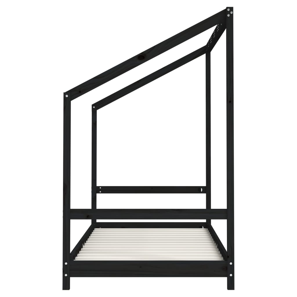 Cadre de lit pour enfants noir 90x190 cm bois de pin massif Lits bébés et enfants vidaXL   