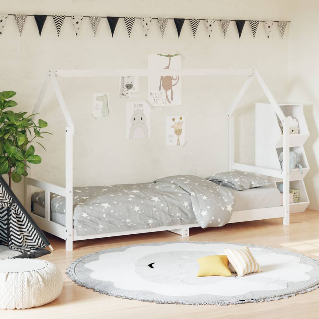 Cadre de lit pour enfants blanc 80x200 cm bois de pin massif Lits bébés et enfants vidaXL   