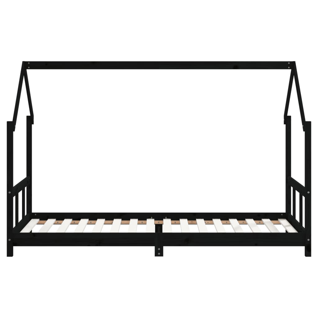 Cadre de lit pour enfants noir 90x200 cm bois de pin massif Lits bébés et enfants vidaXL   