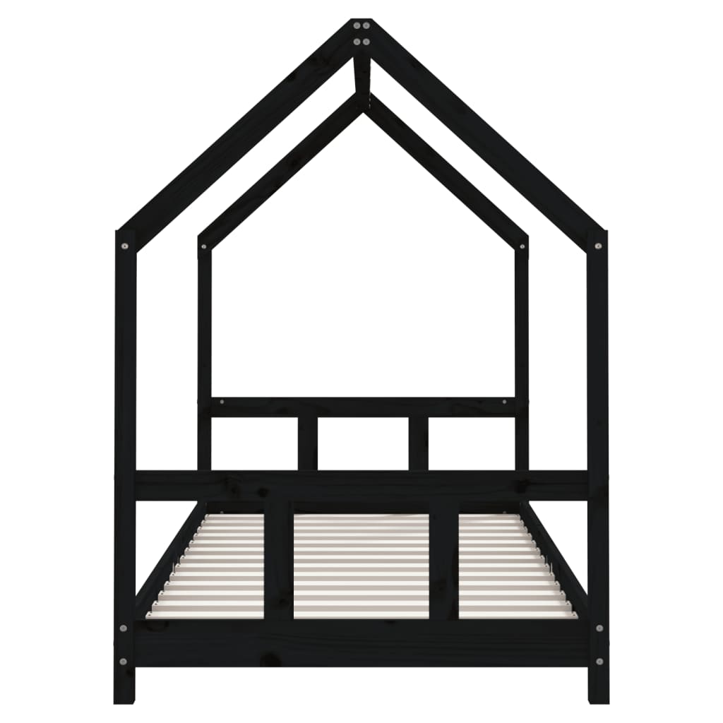 Cadre de lit pour enfants noir 90x190 cm bois de pin massif Lits bébés et enfants vidaXL   