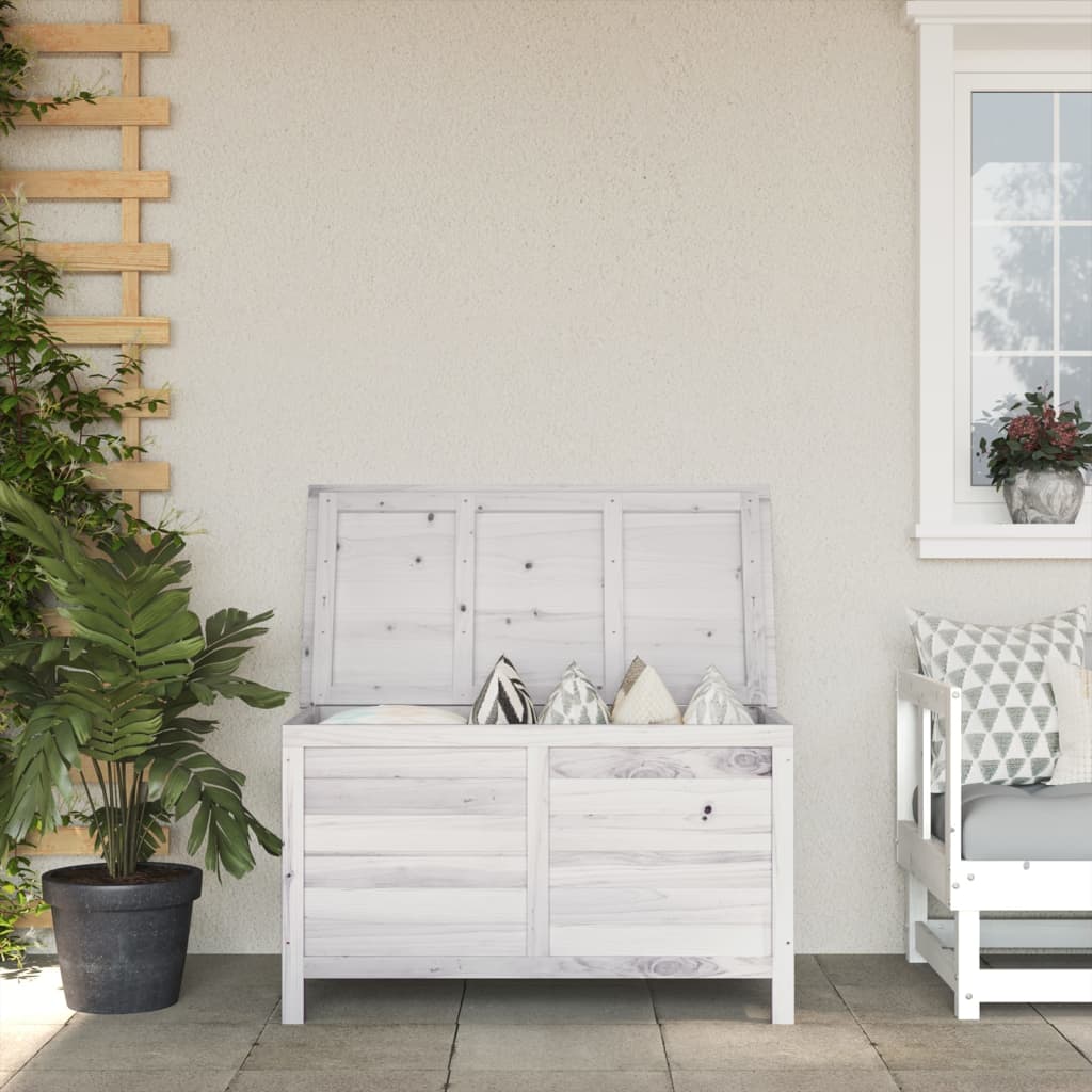 Boîte de rangement de jardin blanc bois massif de sapin Coffres de jardin vidaXL   