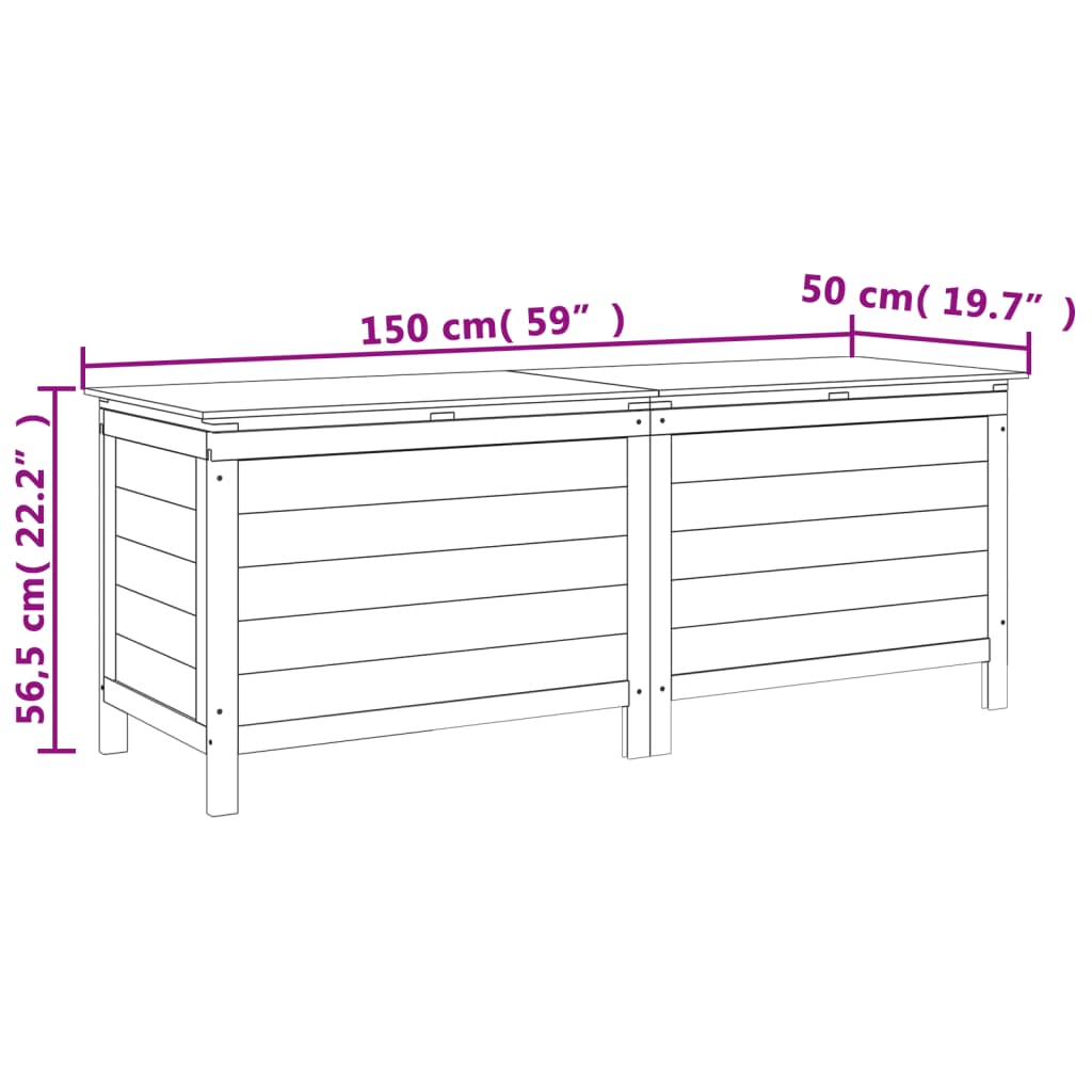 Boîte de rangement jardin blanc 150x50x56,5cm bois massif sapin Coffres de jardin vidaXL   