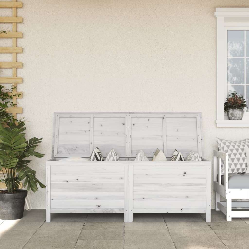 Boîte de rangement jardin blanc 150x50x56,5cm bois massif sapin Coffres de jardin vidaXL   