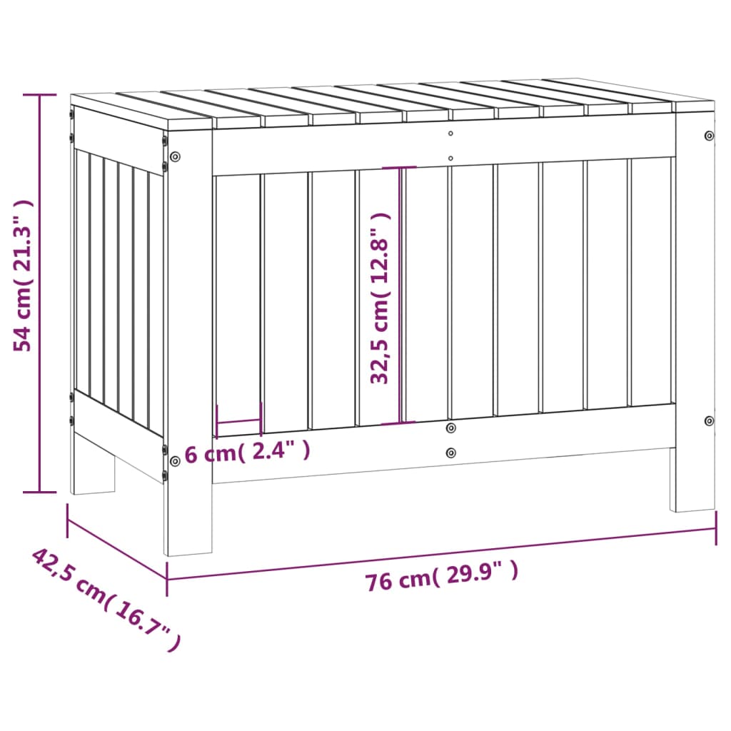 Boîte de rangement de jardin 76x42,5x54 cm Bois massif de pin Coffres de jardin vidaXL   