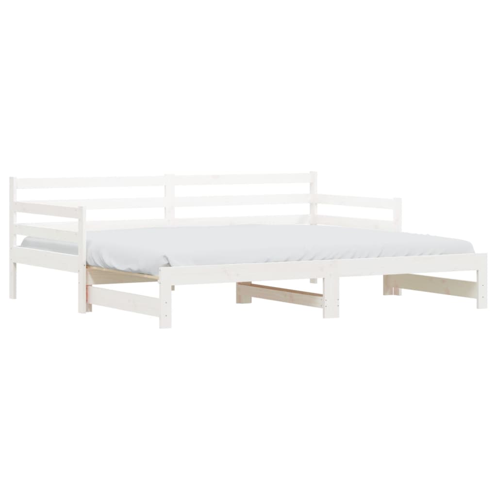 Lit de jour avec lit gigogne blanc 90x190 cm bois de pin massif Lits & cadres de lit vidaXL   