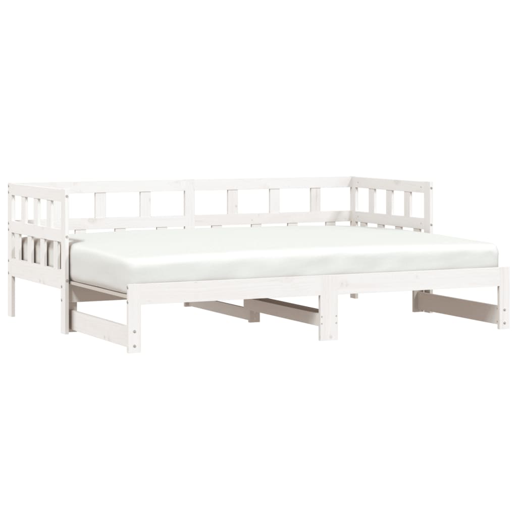 Lit de jour avec lit gigogne blanc 80x200 cm bois de pin massif Lits & cadres de lit vidaXL   