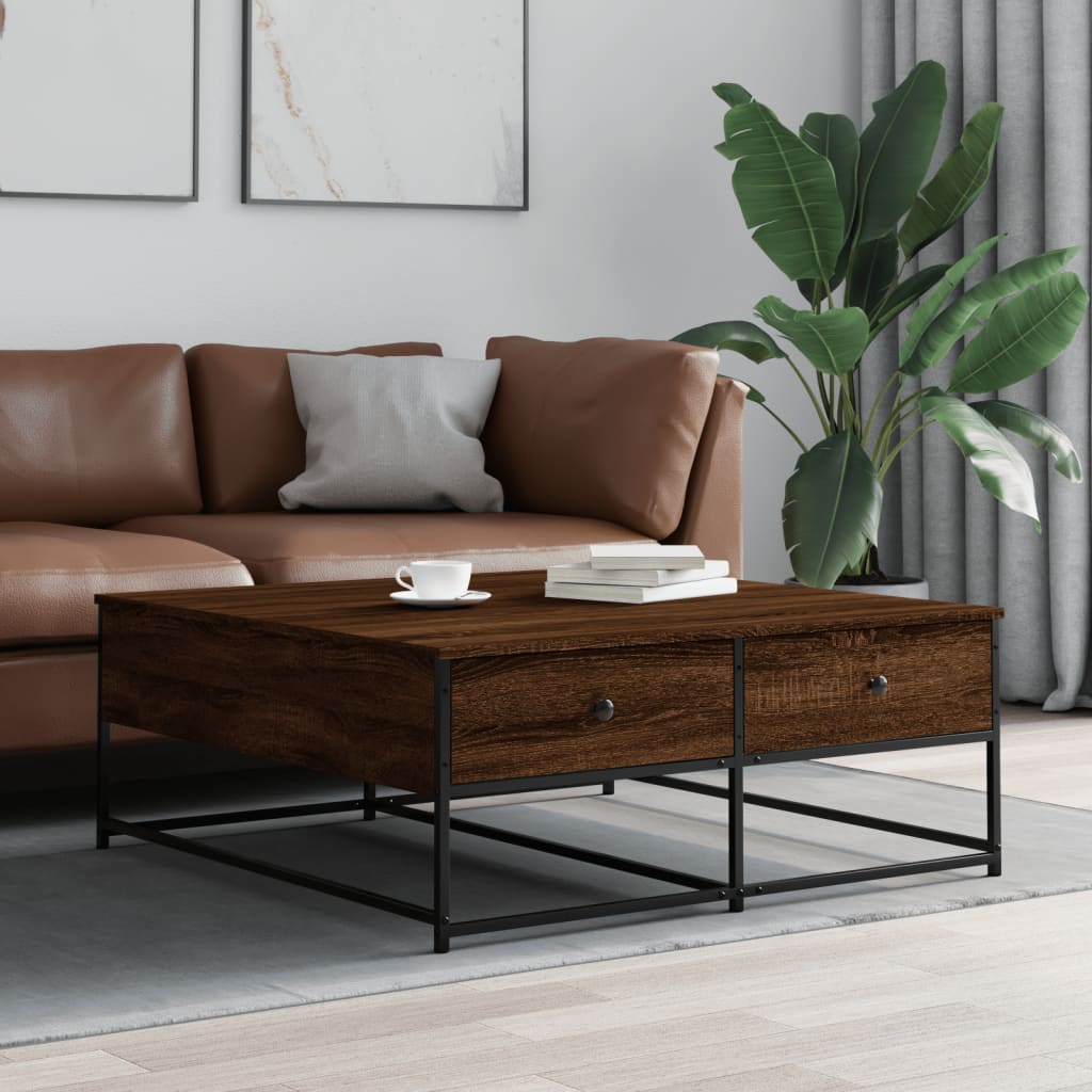 Table basse chêne marron 100x99x40 cm bois d'ingénierie Tables basses vidaXL   