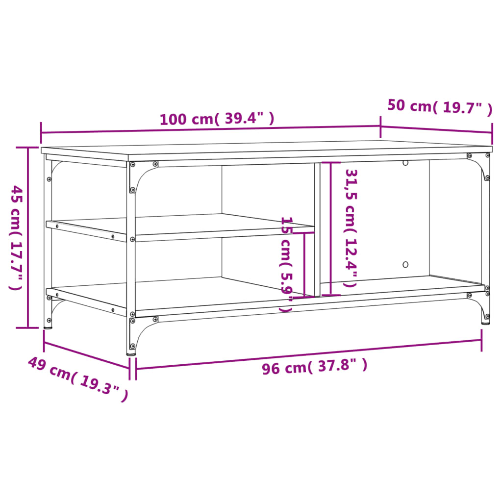 Table basse Noir 100x50x45 cm Bois d'ingénierie Tables basses vidaXL   