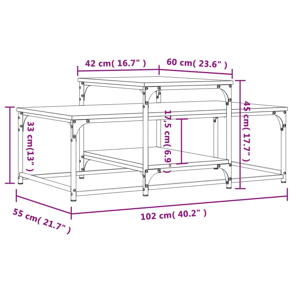 Table basse chêne fumé 102x60x45 cm bois d'ingénierie Tables basses vidaXL   