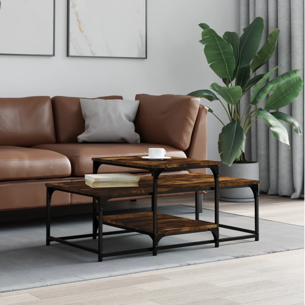 Table basse chêne fumé 102x60x45 cm bois d'ingénierie Tables basses vidaXL   