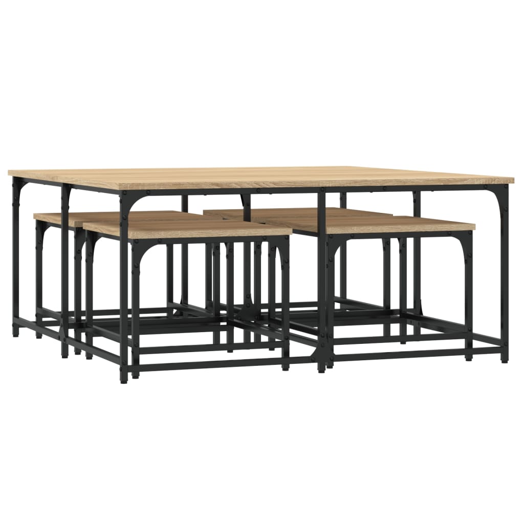 Tables basses gigognes 5 pcs chêne sonoma bois d'ingénierie Tables basses vidaXL   