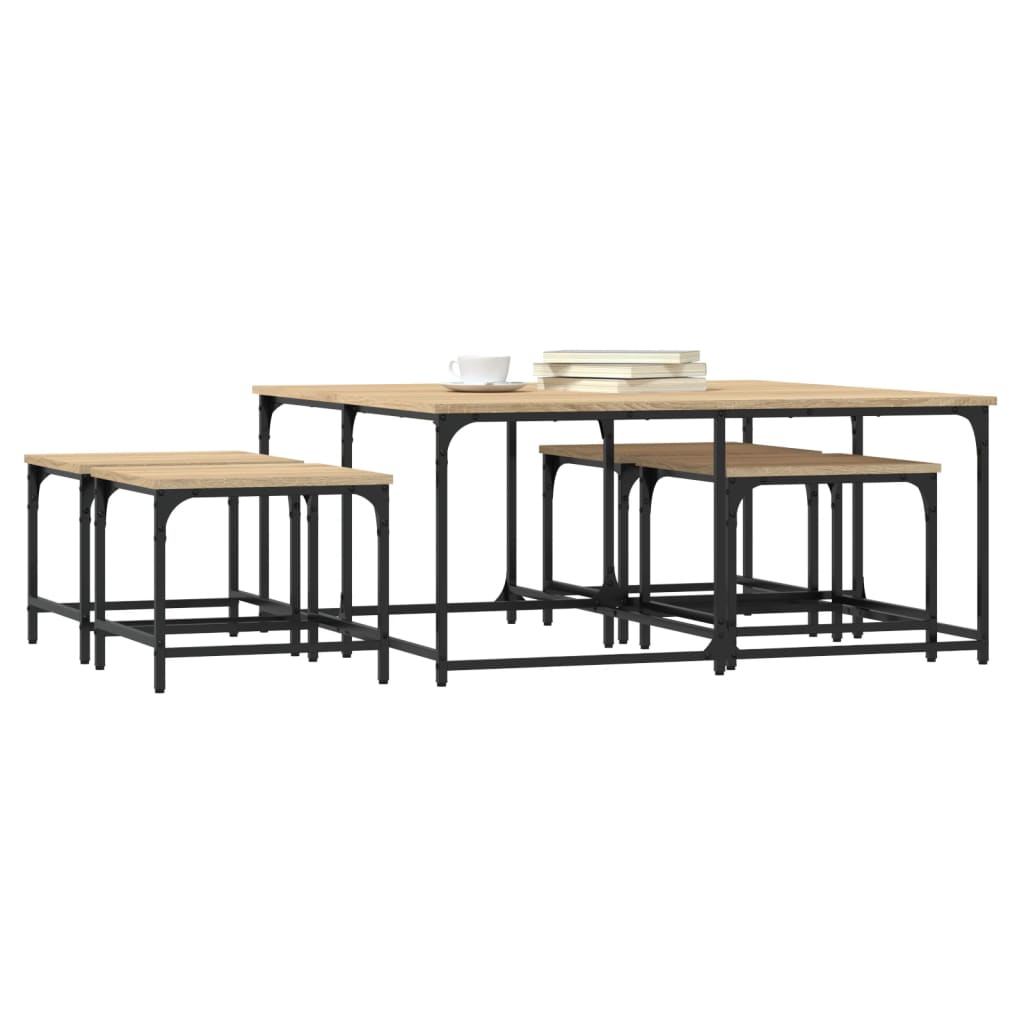 Tables basses gigognes 5 pcs chêne sonoma bois d'ingénierie Tables basses vidaXL   