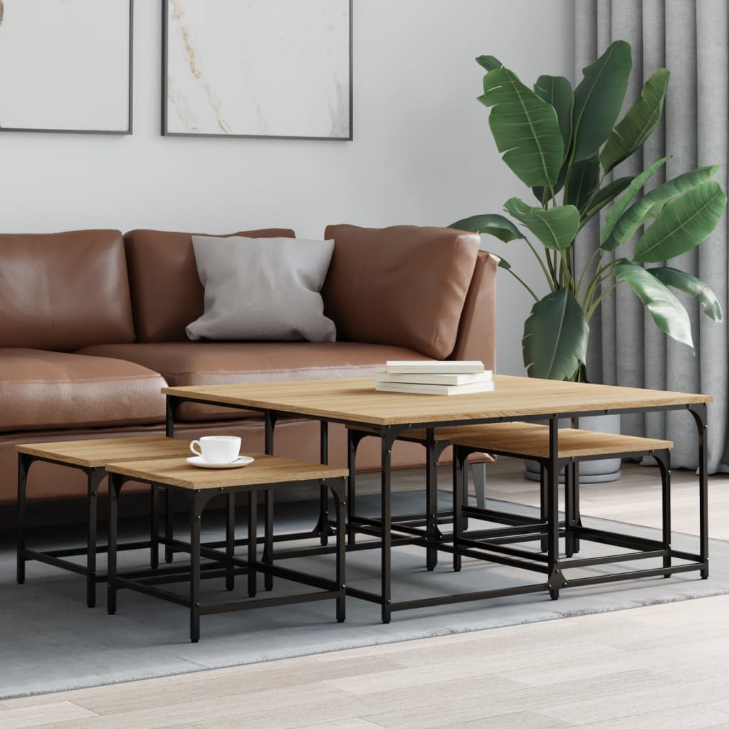 Tables basses gigognes 5 pcs chêne sonoma bois d'ingénierie Tables basses vidaXL   
