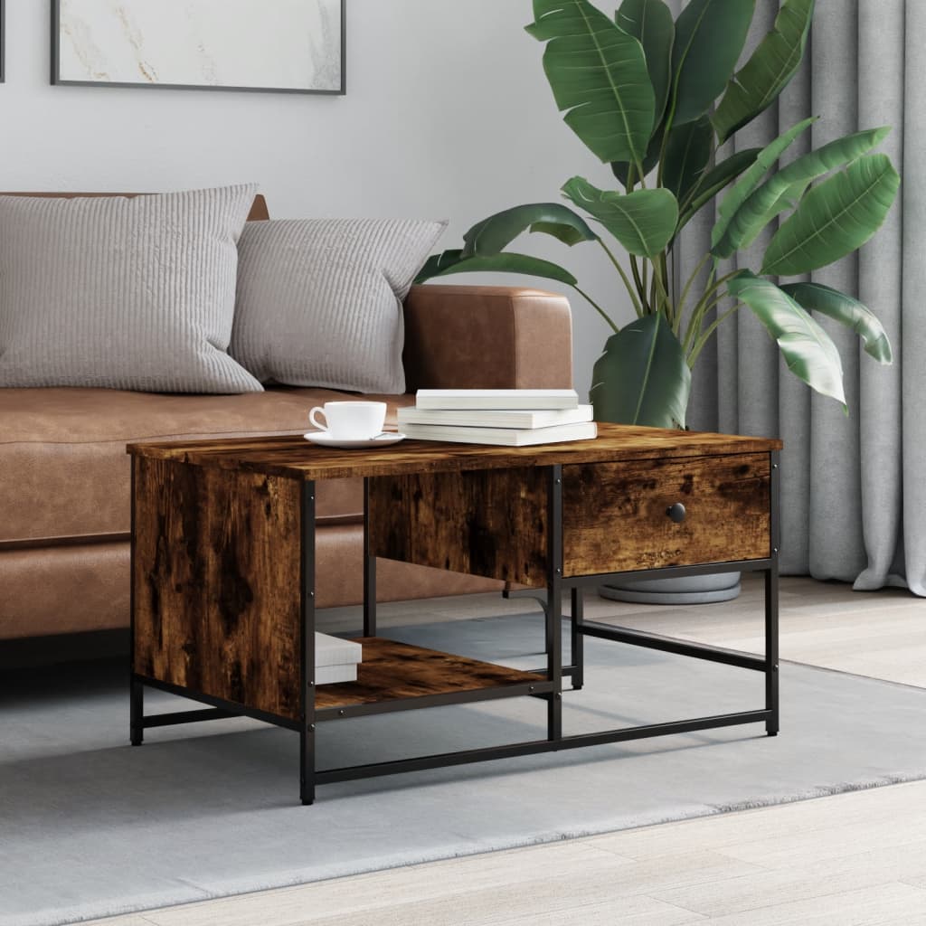 Table basse chêne fumé 85,5x51x45 cm bois d'ingénierie Tables basses vidaXL   