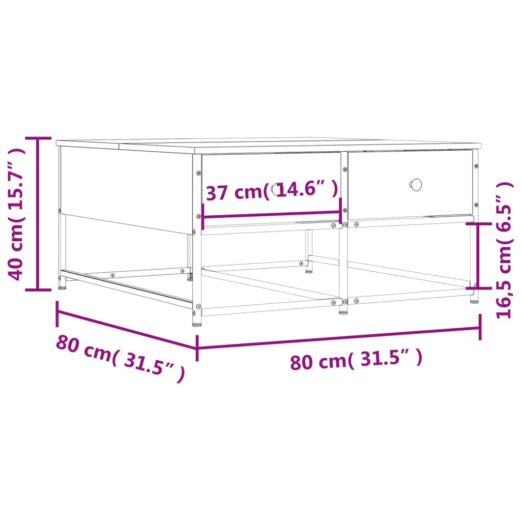 Table basse sonoma gris 80x80x40 cm bois d'ingénierie Tables basses vidaXL   