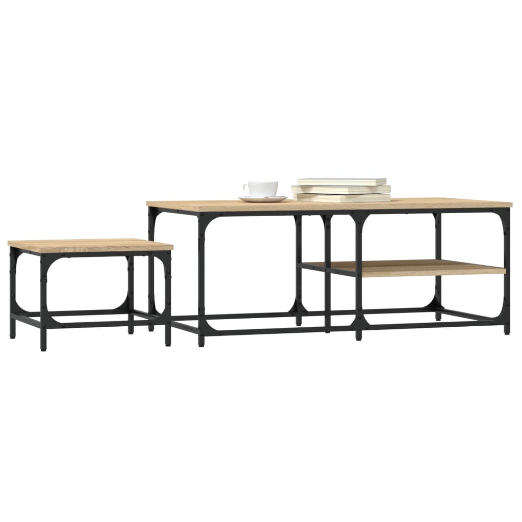 Tables basses gigognes 2 pcs chêne sonoma bois d'ingénierie Tables basses vidaXL   