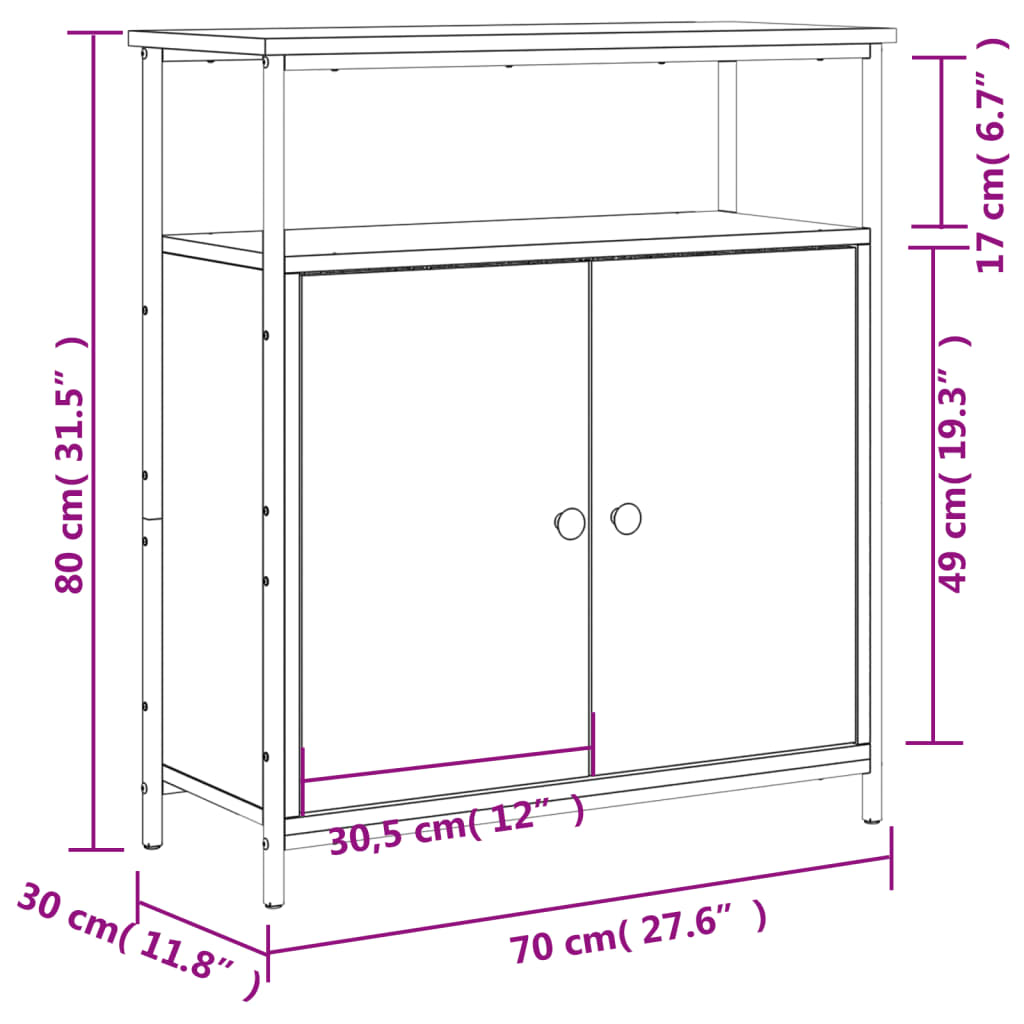 Buffet chêne fumé 70x30x80 cm bois d'ingénierie Buffets & bahuts vidaXL   