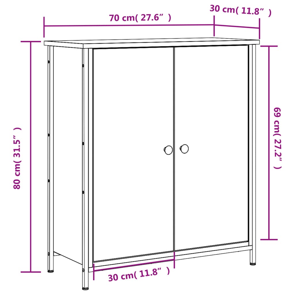 Buffet chêne marron 70x30x80 cm bois d'ingénierie Buffets & bahuts vidaXL   