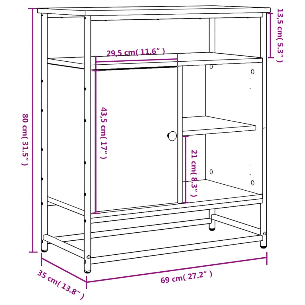 Buffet chêne fumé 69x35x80 cm bois d'ingénierie Buffets & bahuts vidaXL   