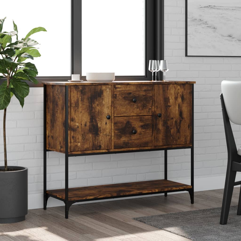 Buffet chêne fumé 100x36x85 cm bois d'ingénierie Buffets & bahuts vidaXL   