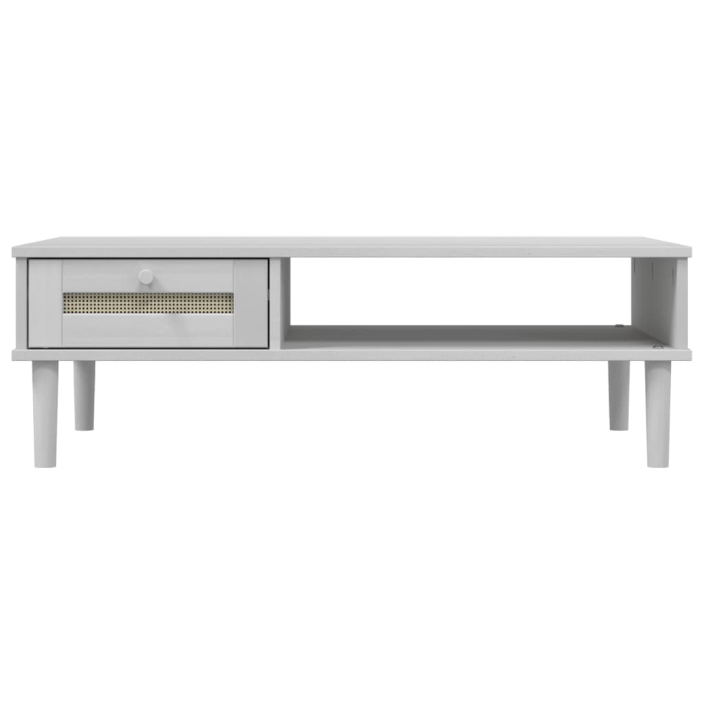 Table basse SENJA aspect rotin blanc 100x55x33 cm bois massif Tables basses vidaXL   