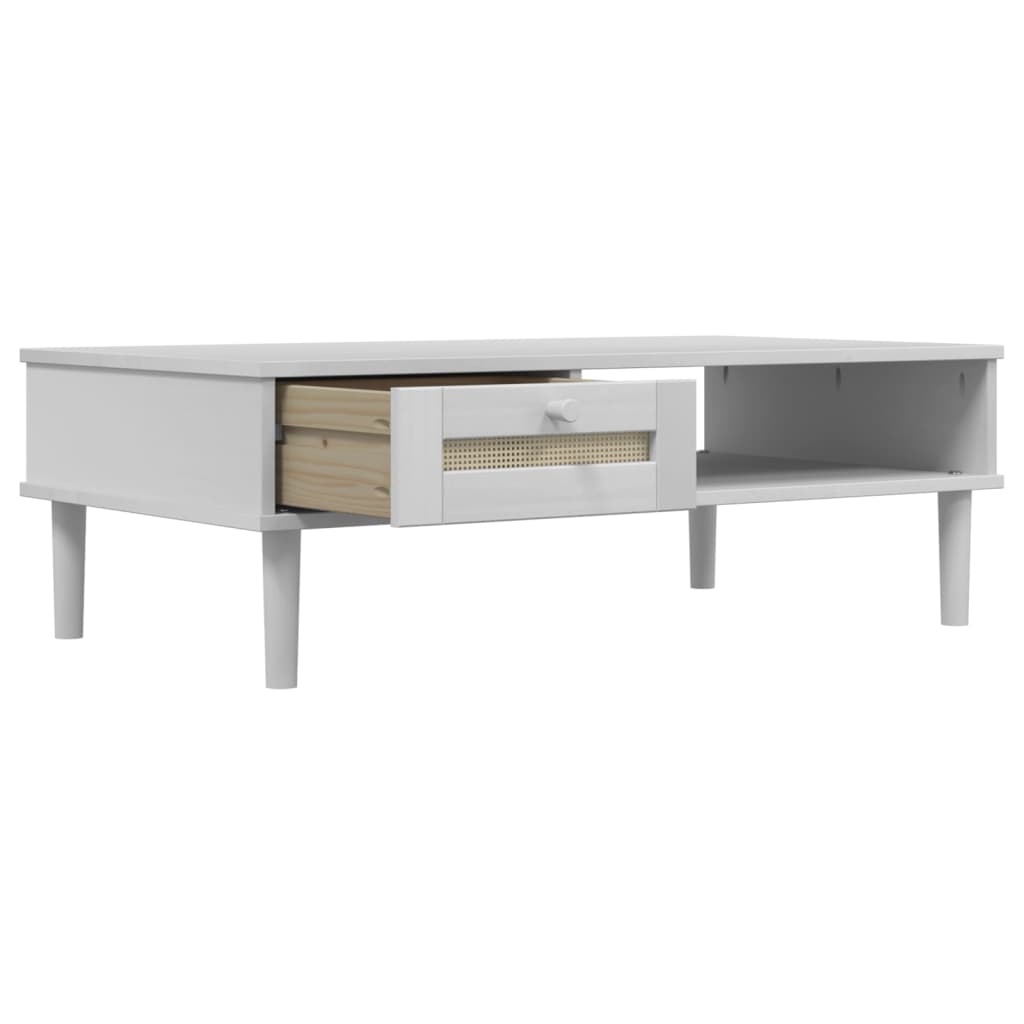 Table basse SENJA aspect rotin blanc 100x55x33 cm bois massif Tables basses vidaXL   