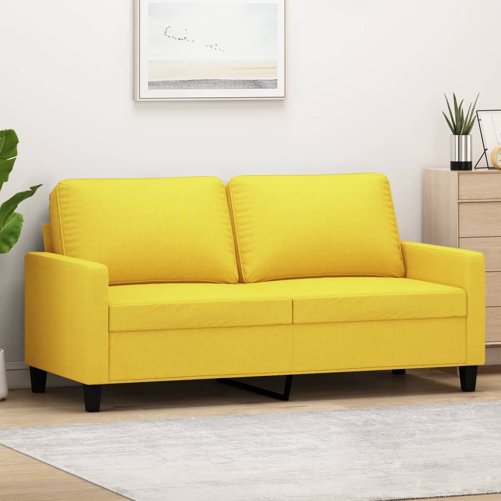 Canapé à 2 places Jaune clair 140 cm Tissu Canapés vidaXL   