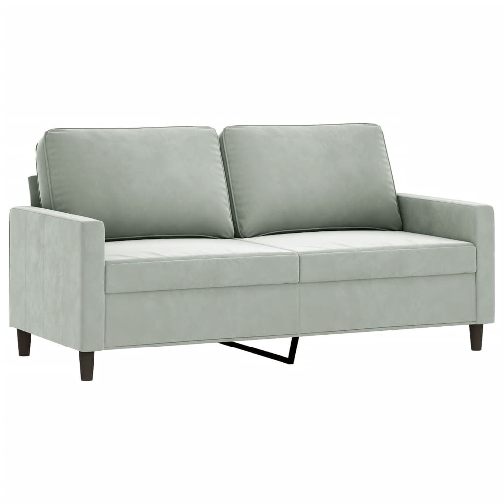 Canapé à 2 places Gris clair 140 cm Velours Canapés vidaXL   